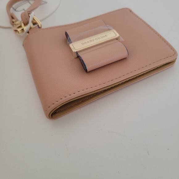 See By Chloe Rosita Powder Card Wallet Logo Small Bifold Cow Leather Bow New - Picture 7 of 7
